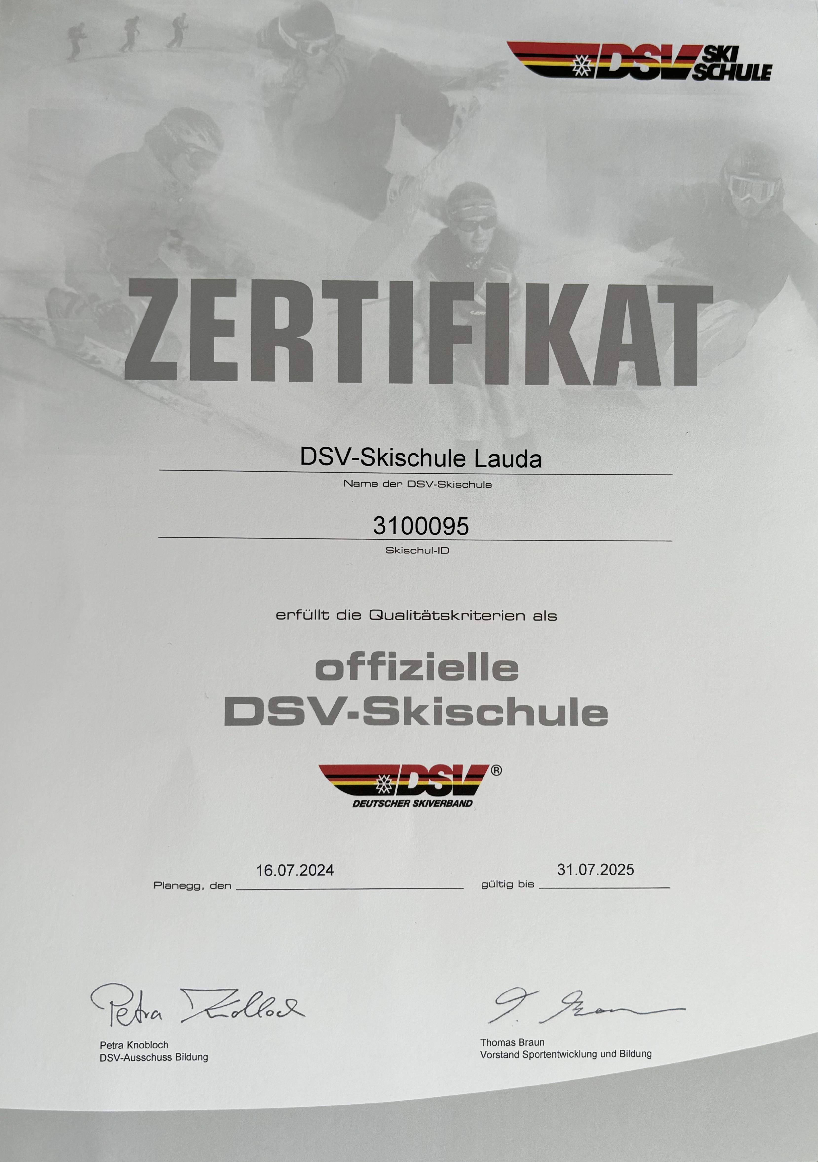 DSV Zertifikat